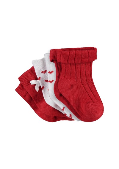 Civil Baby Fiyonk Aksesuarlı 3'lü 6- Bebek Kız Çorap Set - Standart