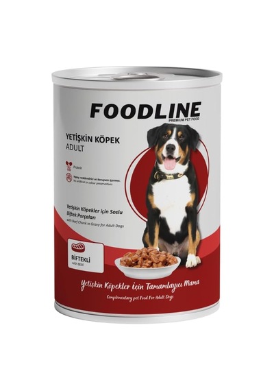 Foodline Yetişkin Köpek Konservesi 400 Gr, Gravy Sos İçerisinde Parça Etli 24, Dana Eti