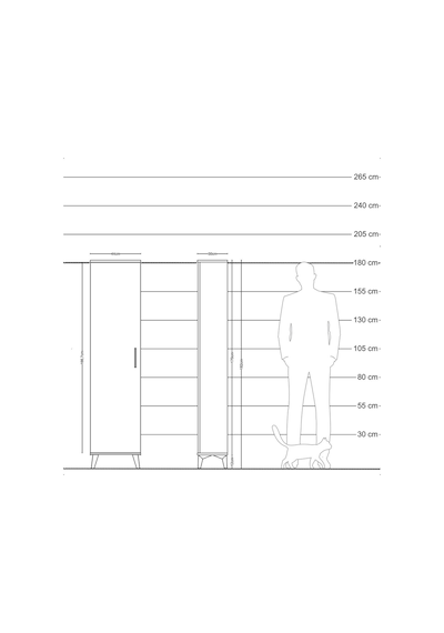 Arges Dolap 4 Raflı Tek Kapaklı 44x30x182 Çam-antrasit Çam