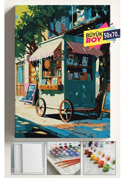 Sayılarla Boyama Seti Numaralı Tuval Fırça Boya Dahil Kasnaklı Set 50x70 Cm - Sokak Satıcısı