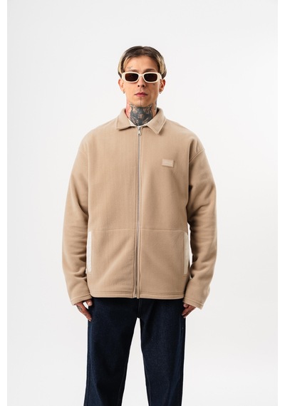 Respire Erkek Zip Oversize Polar Ceket Bej