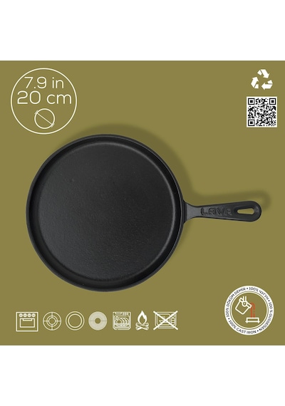 Döküm Krep / Pizza / Pancake Tavası, Yuvarlak, Metal Saplı, 20cm Çok Renkli