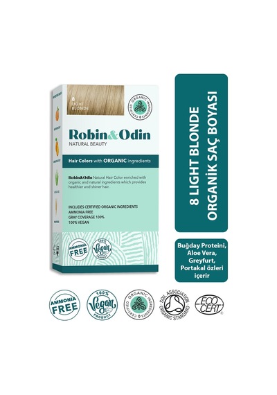 Robin & Odin Organik Kalıcı Saç Boyası Light Blonde 8 (548790263)