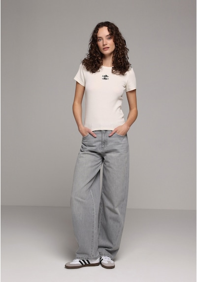 Colin's Colins Slim Fit Yuvarlak Yaka Nakışlı Kadın Ekru Kısa Kol Tişört Cl1079664 Q1.v1 Ecr
