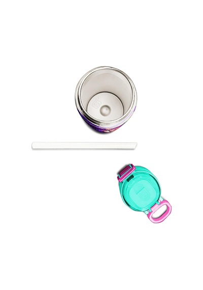 Coral High Kids Mor Pembe Kedi Desenli Pipetli Ve Direkt İçim Çelik Termos 500 Ml 31939 Mor - Açık Pembe
