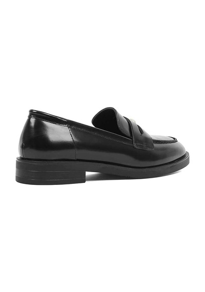Kadın Siyah Açma Deri Loafer