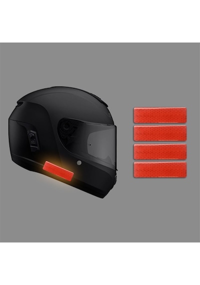 Motorsiklet Bisiklet Kask Uyarıcı Reflektif İkaz Sticker 4'lü Çok Renkli