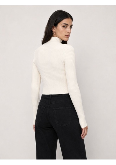 Loft Slim Crop Fit Kadın Kazak Lf2041703 Q1.v1 Ekru