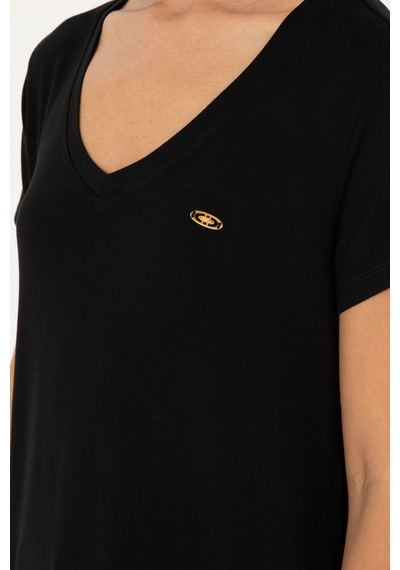 U.S. Polo Assn. Kadın Siyah V Yaka Basic Tişört 50280019-VR046 U.S. Polo Assn. Kadın Siyah V Yaka Basic Tişört 50280019-VR046