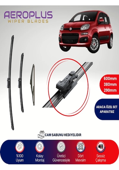 Aeroplus Fiat Panda Ön Arka Muz Silecek Takımı 2012-2015