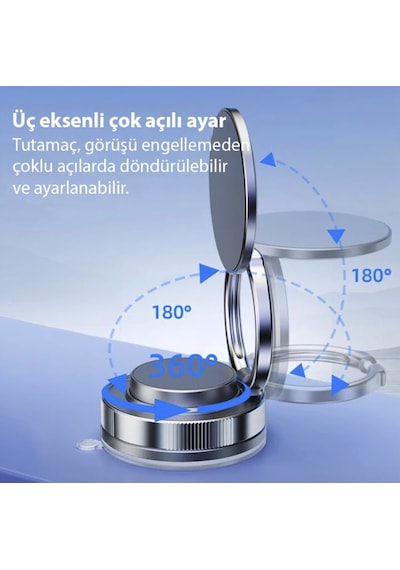 Premium Mıknatıslı Çok Güçlü 360 Derece Araç İçi Telefon Tutucu Tesla Model Y Juniper İçin