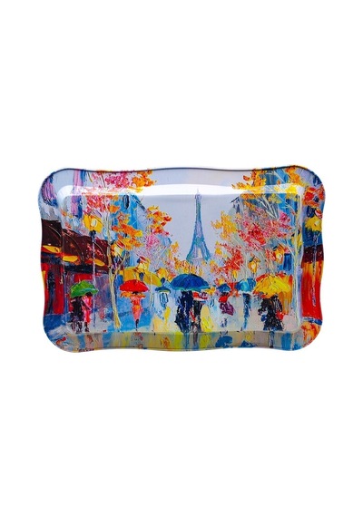Ef165-q2 Rain Paris Desenli Dikdörtgen Tepsi 24x36 Cm Desenli