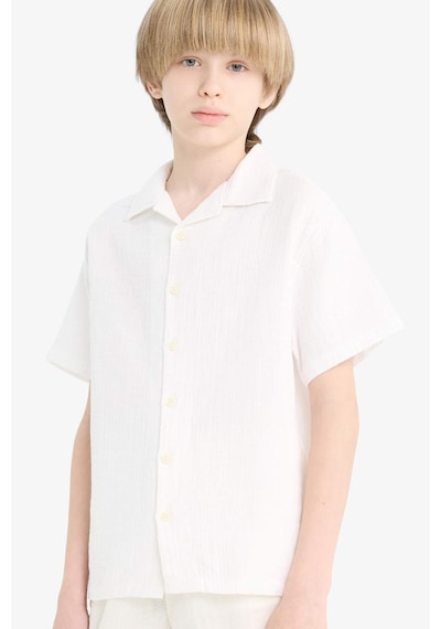 DeFacto Erkek Çocuk Oversize Geniş Kalıp Polo Yaka Müslin Kısa Kollu Gömlek W3239A625HSWT34