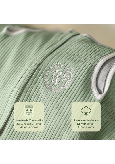 Diawoo Cocoon Walker 4 Mevsim Merino Uyku Tulumu,%100 Merino-Organik Pamuk,2-7 Yaş Haki Haki 2 - 4 Yaş