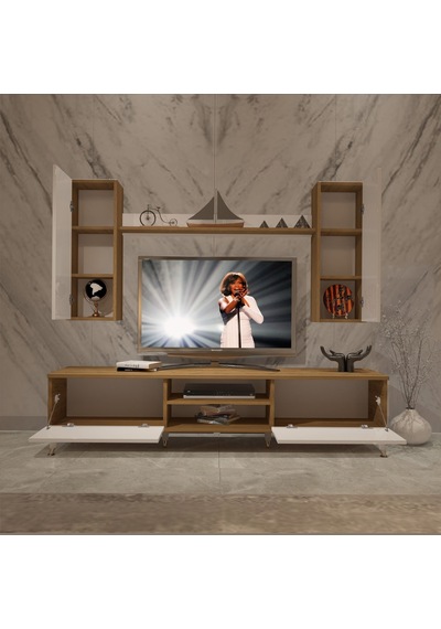 Decoraktiv Eko 7 Mdf Dvd Gold Tv Ünitesi Tv Sehpası Pera - Beyaz