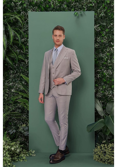 Efor Tk 871 Slim Fit Gri Klasik Takım Elbise Gri
