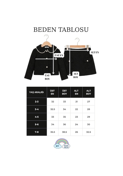 My Kids Wear Kız Çocuk Bayramlık İnci Detaylı Tüvit Takım 12547 Siyah