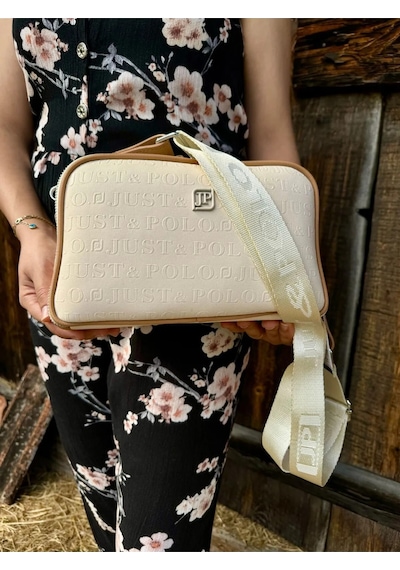 Just Polo Kadın Yeni Sezon Gofraj Baskılı Omuz Çantası 232053mh Krem - Taba 40579774
