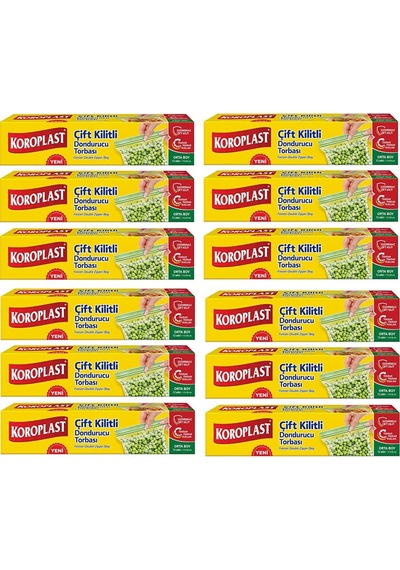 Koroplast Çift Kilitli Dondurucu Torba Orta Boy 12 x 12'li 17 x 18 CM