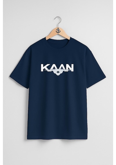 Bahriyeli Collection Oversize Tf-x Kaan 5.nesil Savaş Uçağı Göğüs Tasarımlı Unisex T-shirt Lacivert