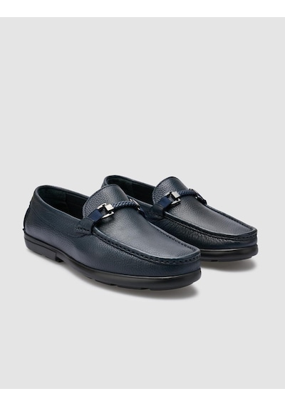 Cabani Atina %100 Hakiki Deri Lacivert Toka Detaylı Erkek Loafer