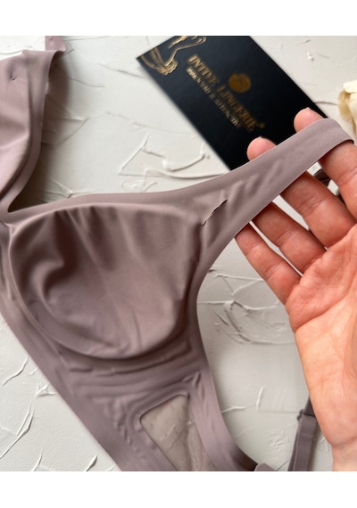 Eleanor Önü Ve Yanı Dantel Detaylı Dikişsiz Lazer Kesim İnce Askı Vizon
