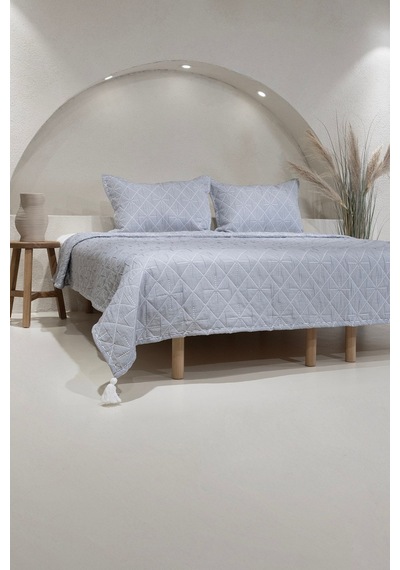 Koza Home Stella Lacivert Çift Kişilik Baklava Desenli Yatak Örtüsü 230x250 Lacivert