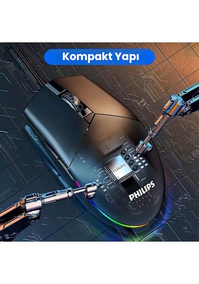 Philips SPK9304 USB Kablolu 6400DPI 6 Tuşlu RGB Aydınlatmalı Optik Gaming Mouse