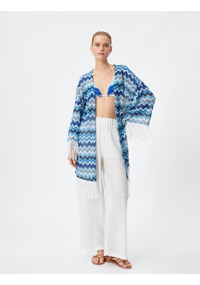 Koton Kimono Kolları Ve Eteği Püsküllü Rahat Kesim Multıcolor 3sak80001mk 3SAK80001MKMIX Mavi Koton Kimono Kolları Ve Eteği Püsküllü Rahat Kesim Multıcolor 3sak80001mk 3SAK80001MKMIX Mavi