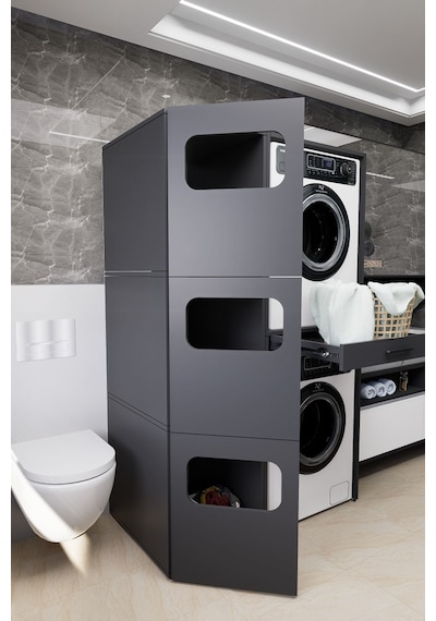 Washbox Banyo Kirli Sepetli Çamaşır Makinası Dolabı Ve Kurutm... Antrasit