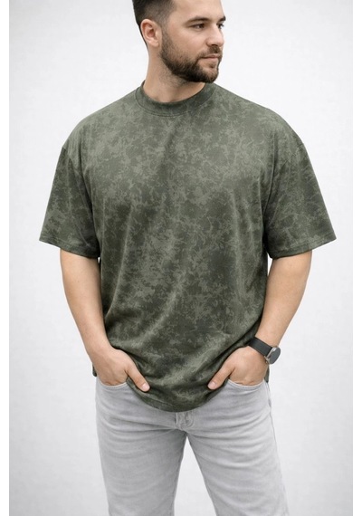Erkek Premium Tişört Osy Yumuşak Dokulu Yıkamalı Oversize T-shirt - Haki