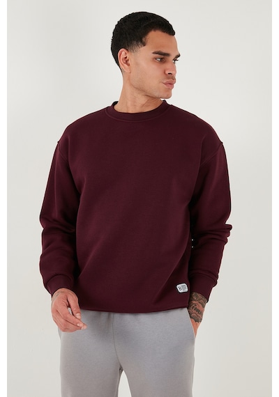 Buratti Regular Fit Bisiklet Yaka Pamuklu Içi Tüylü Yumuşak Şardonlu Erkek Sweat 5905255 Vişne