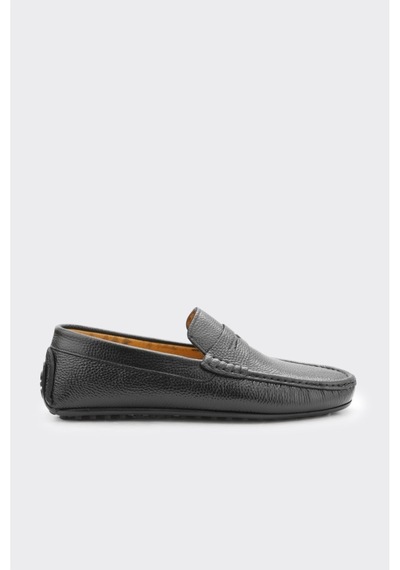 Derinet Hakiki Deri Erkek Loafer Siyah Siyah