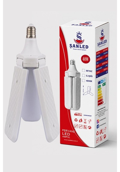 3 Kanatlı Pervane 48w Ampul Beyaz Işık- 2 Adettir 2 Adet