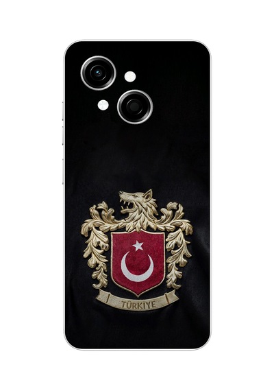 Tecno Spark Go 1 Uyumlu Türk Sembolü Kurt Ve Bayrak Desenli Baskılı Silikon Kılıf Renkli