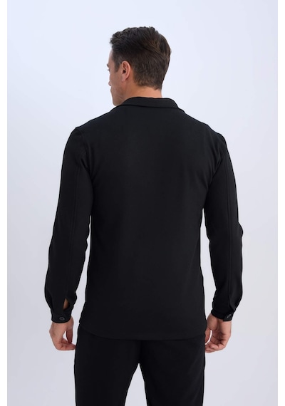 DeFacto Regular Fit Polo Yaka Gömlek Ceket D7243AX25SPBK81