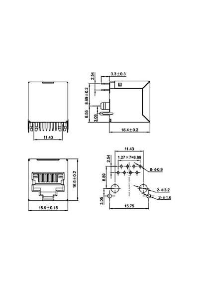 Devremarkt 8p8c Plastik Dikey Tip Rj45 Soket Ethernet Bağlantı Soketi 8 Pin Pcb Montaj 180 Derece Dıp 1 Port
