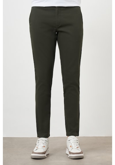 Morven Erkek Haki Yazlık Pileli Slim Fit Chino Pantolon Haki