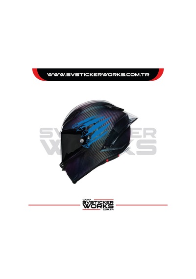 Pençe Wolf Sticker Kask Sticker Kasklar Uyumlu Tek Yön 1 Adet Mavi