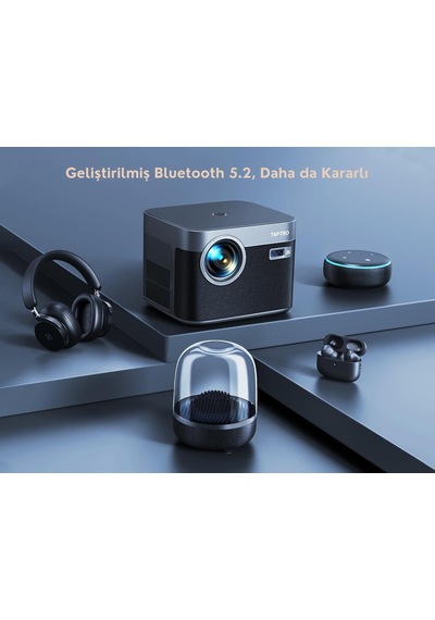 X7 4k Destekli Akıllı Projeksiyon, Otomatik Odak & Düzeltme, Wifi 6 & Bluetooth 5.2