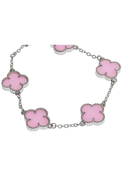 Kadın Pembe Renk Yonca Model Çelik Bileklik Silver Kadın Pembe Renk Yonca Model Çelik Bileklik Silver