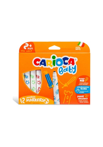 Carioca Keçeli Boya Kalemi Jumbo Bebek Süper Yıkanabilir 12 Renk 42814