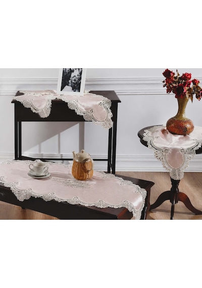 Secret Home Cansu Kadife 5 Parça Oda Salon Takımı Pudra