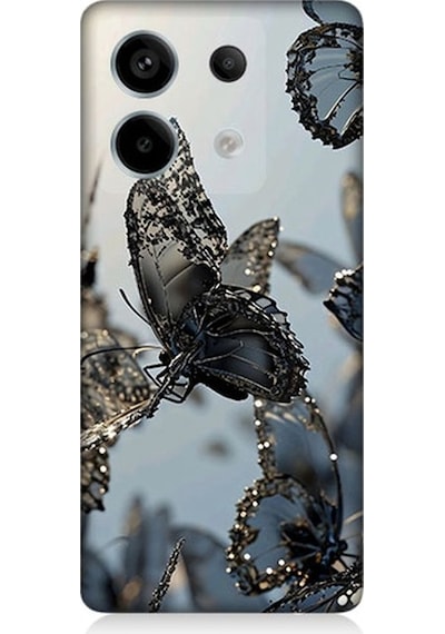 Xiaomi Redmi Note 13 Pro 5g Uyumlu Tül Kanatlı Kelebekler Desenli Silikon Kılıf
