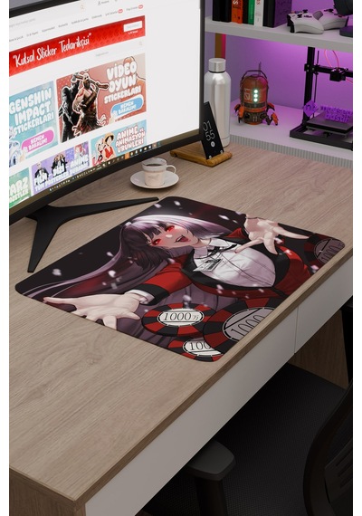 Kakegurui Anime V1 - 48x40 Xl Gaming Kauçuk Kaymaz Taban Mouse Pad Fare Altlığı