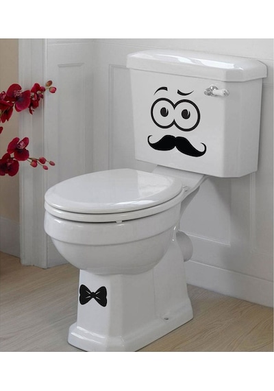 Wc Klozet için Komik Bıyıklı Sticker Yapıştırma
