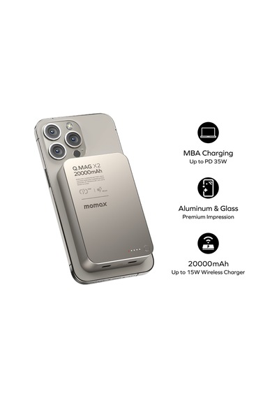 Momax IP133E Q.Mag X2 35W 20000 mAh Wireless Powerbank Titanium