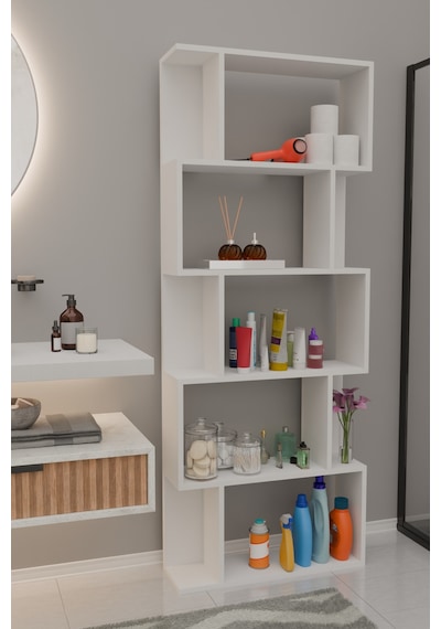 Scala 5 Raflı Banyo Dolabı Banyo Rafı Çok Amaçlı Dolap-beyaz Beyaz