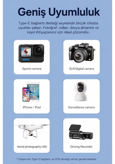Type-c Sd Tf Microsd Kart Okuyucu, Otg Destekli Hafıza Kart Adaptörü, Telefon Tablet Bilgisayar Kamera Uyumlu, Fotoğraf Video Belge Aktarımı, Kompakt Tak Çalıştır D507