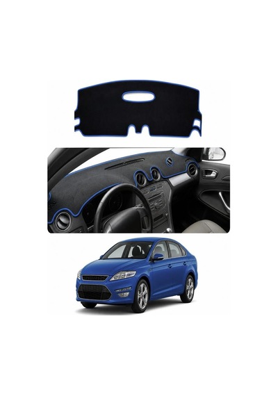 Ford - Mondeo 2007-2014 Uyumlu Torpido Koruma Kılıfı - Mavi Şeritli